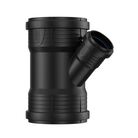 PP Master afvoer T-stuk 45° mof verloop