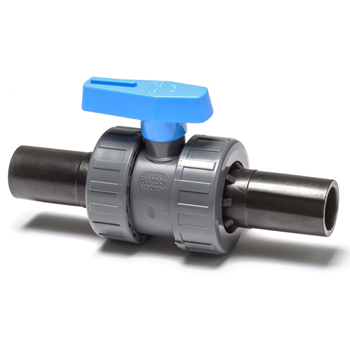 PVC kogelkraan 2x PE aansluiting EPDM
