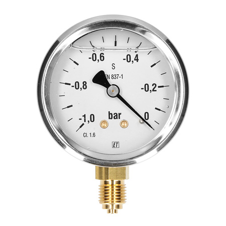 RVS manometer o.a. 63 mm - glycerine