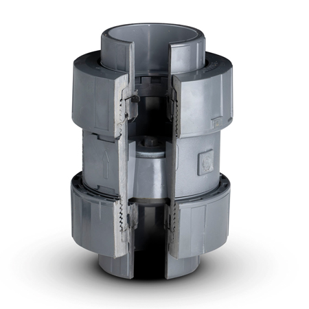 PVC terugslagklep niet veerbelast 2x bin. EPDM