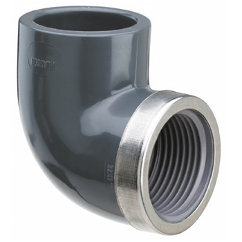 PVC HD knie 90° RVS steunring lijm x bin.