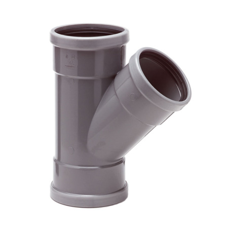 PVC afvoer T-stuk verloop 45° 3x manchetmof SN 8
