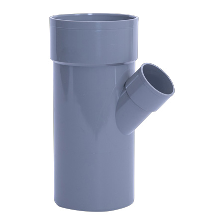 PVC afvoer verloop T-stuk 45° lijm x spie
