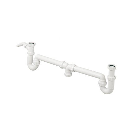 9323-040113 PP sifon duplex wit 40x1 1/2" met wasmachine aansluiting
