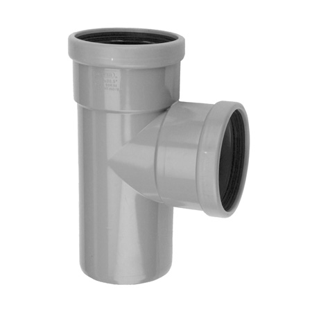 PVC afvoer verloop T-stuk 90° 2x manchetmof SN 4